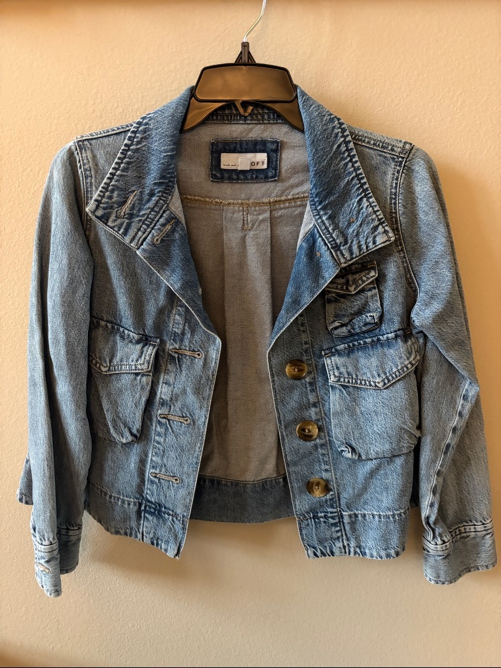 LOFT Light Blue Denim Jacket with Button Front